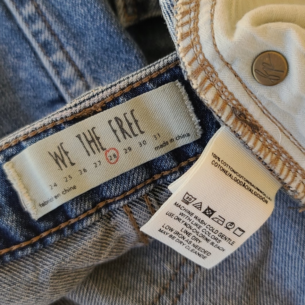 WE THE FREE PEOPLE Front Zipper Jean Skirt 28 M Denim Mini Frayed Hem 30" Waist - Picture 13 of 16